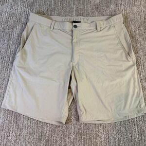 Infinity Linearflex Mens Golf Shorts Tan Khaki Size 40 Performance Stretch